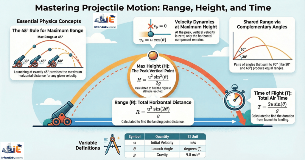 Projectile Motion Calculator Projectile range, Projectile Max height and Time of flight