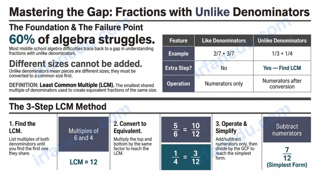 adding and subtracting fractions with unlike denominators worksheets