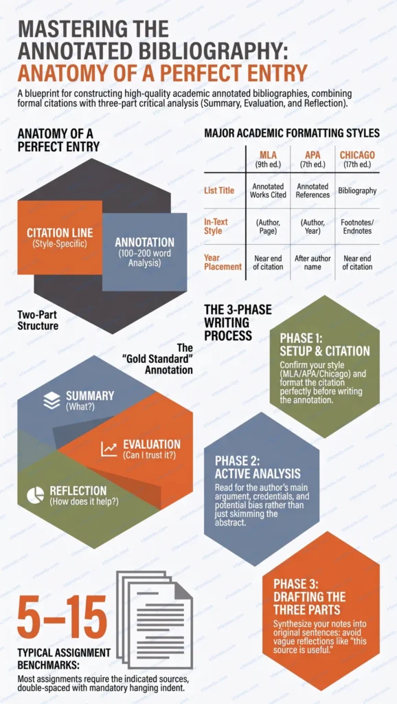 Annotated bibliography example showing citation and annotation paragraph for a research paper
