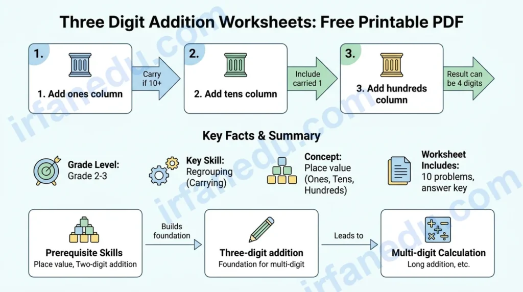 three digit addition worksheets