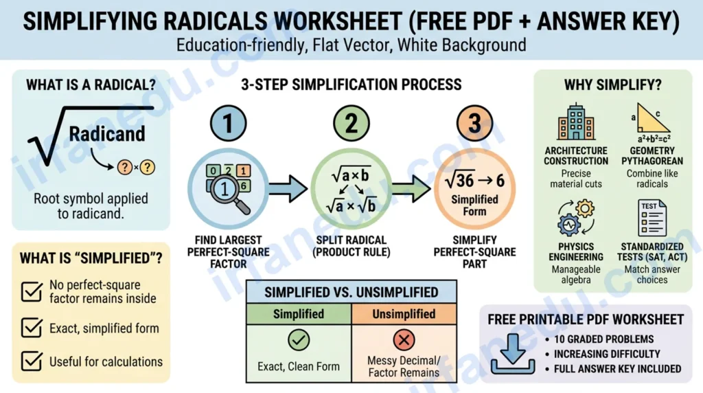 simplifying radicals worksheet