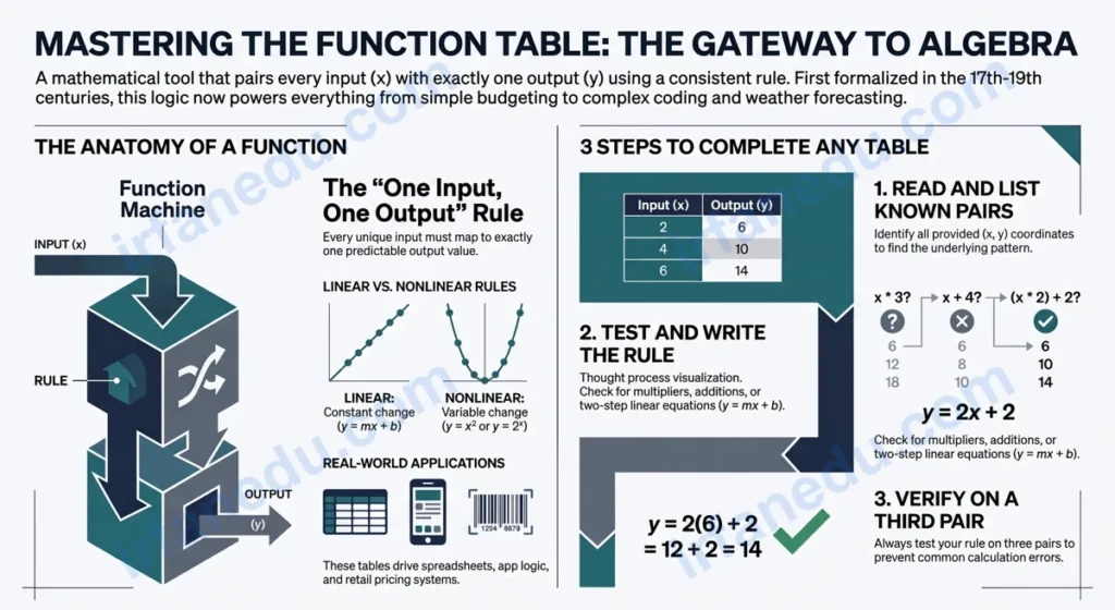function table complete the function table