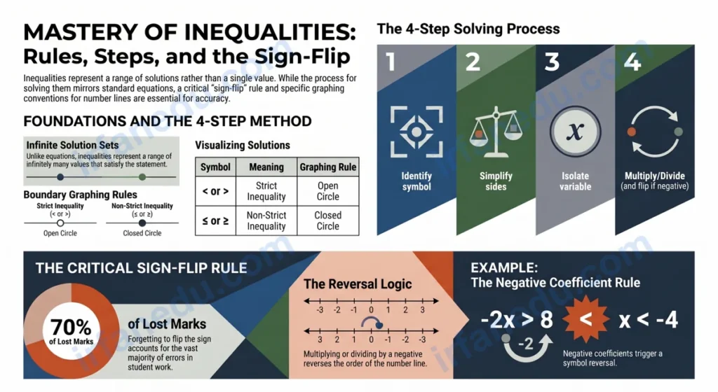 Inequality math worksheets printable PDF with solved examples and answer key for students