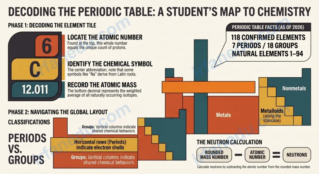 Periodic table worksheet printable PDF with answer key for students, showing element symbols, atomic numbers, and atomic mass practice problems