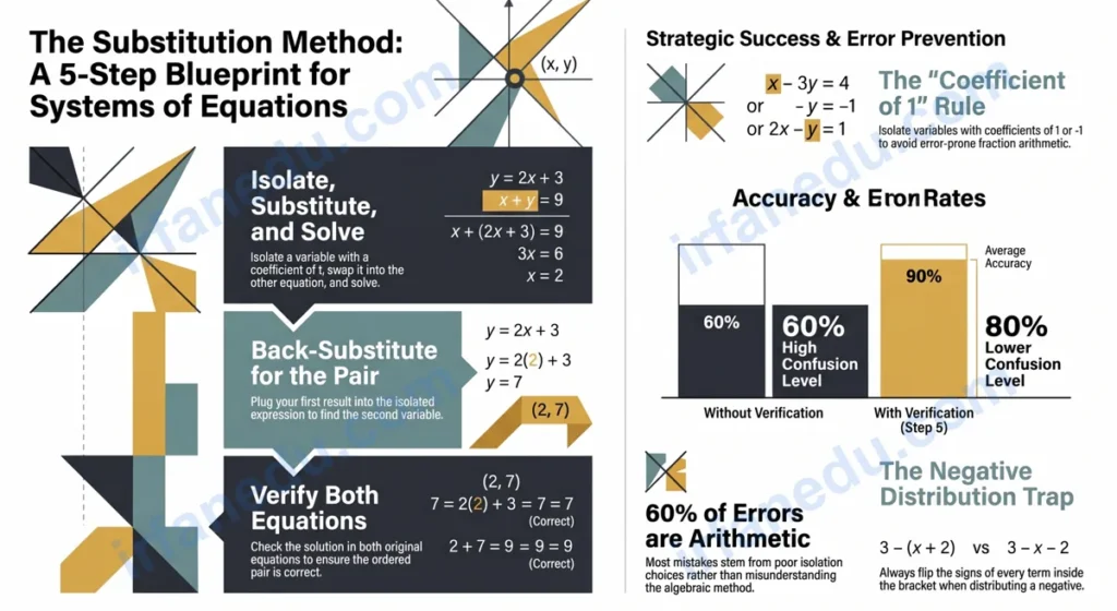 Systems of equations substitution worksheet with step-by-step worked examples and printable practice problems for algebra students