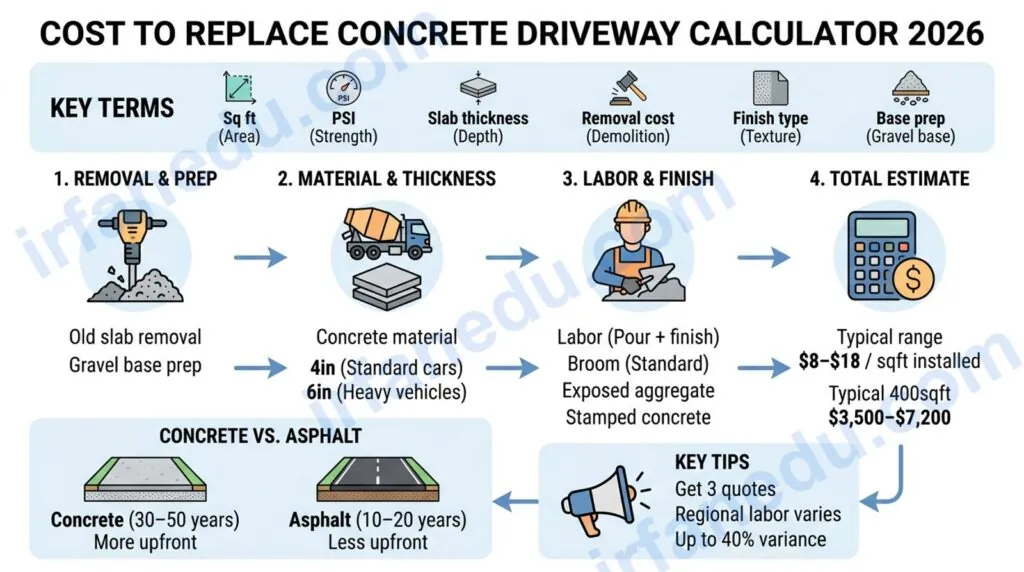 cost to replace concrete driveway