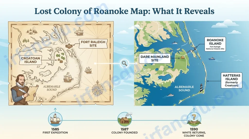 lost colony of roanoke map