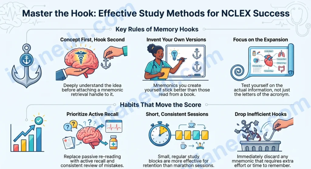NCLEX Lab Value and Drug Mnemonics — study guide illustration