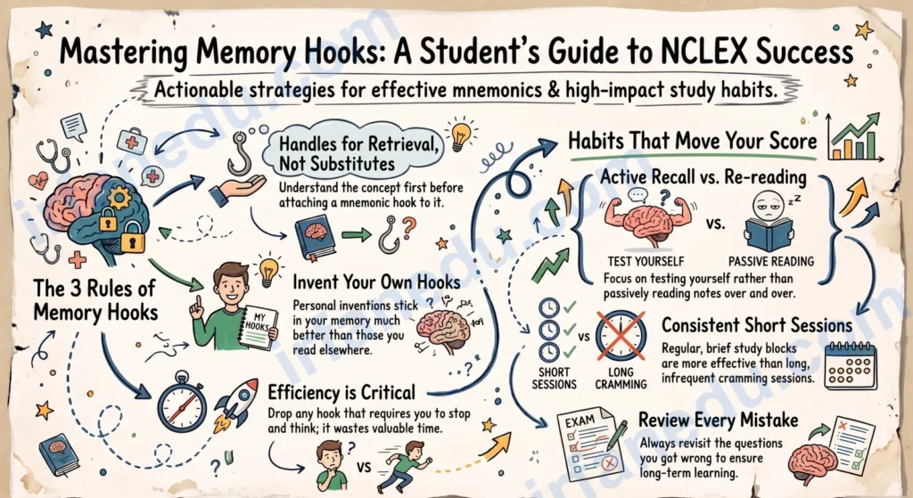 NCLEX Priority and Safety Mnemonics — study guide illustration