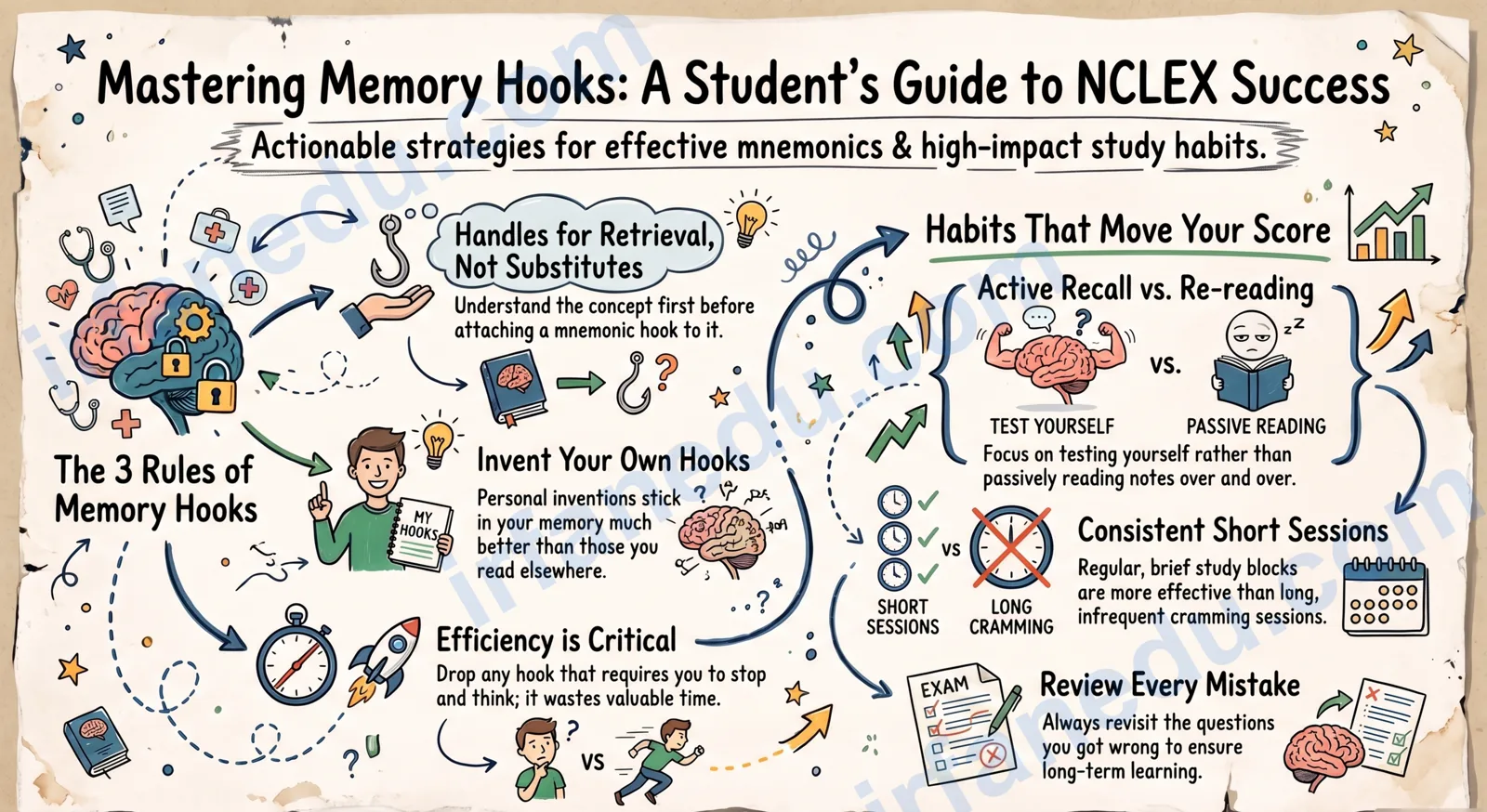 NCLEX Priority and Safety Mnemonics — study guide illustration