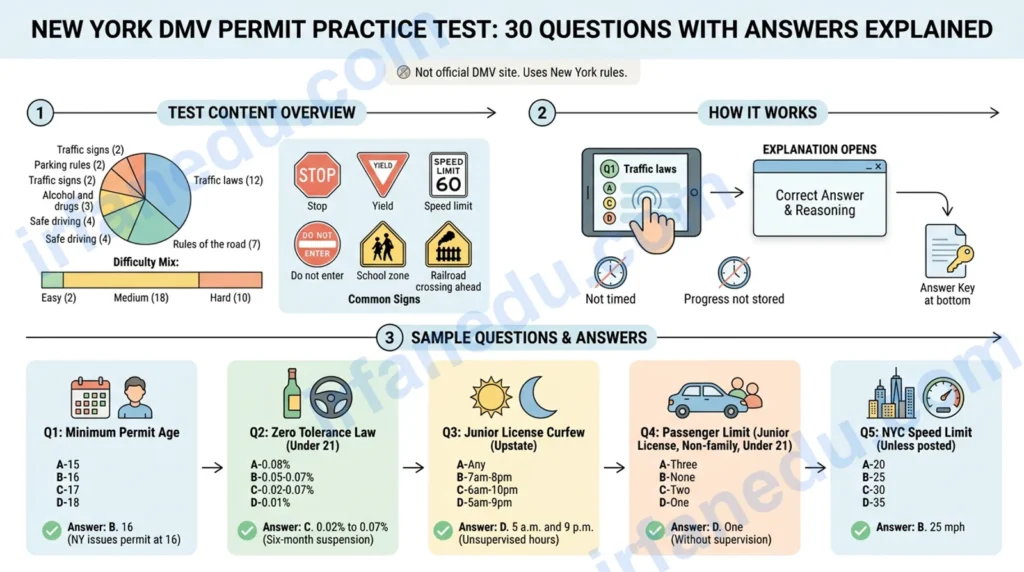 New York DMV Permit Practice Test: 30 Questions With Answers Explained