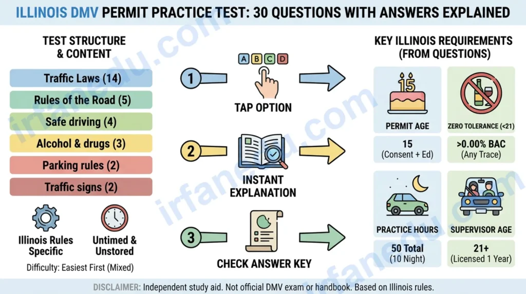 Illinois DMV Permit Practice Test: 30 Questions With Answers Explained