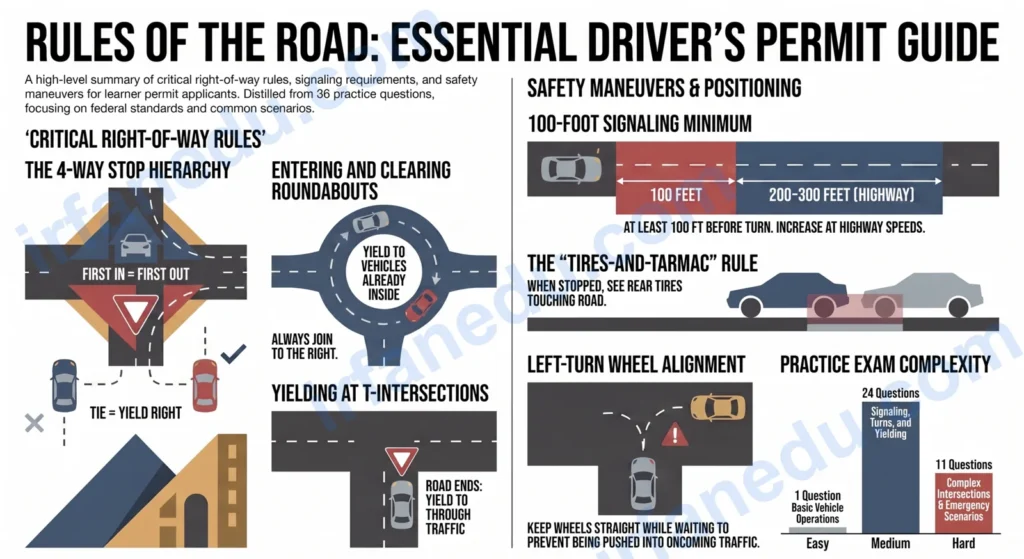 Rules of the Road Practice Test: 36 Questions on Turns, Lanes and Right of Way