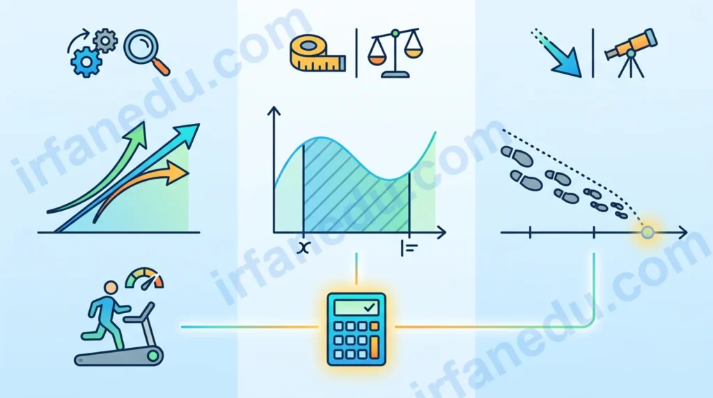 Calculus calculator showing derivative and integral step-by-step solutions on a clean math worksheet