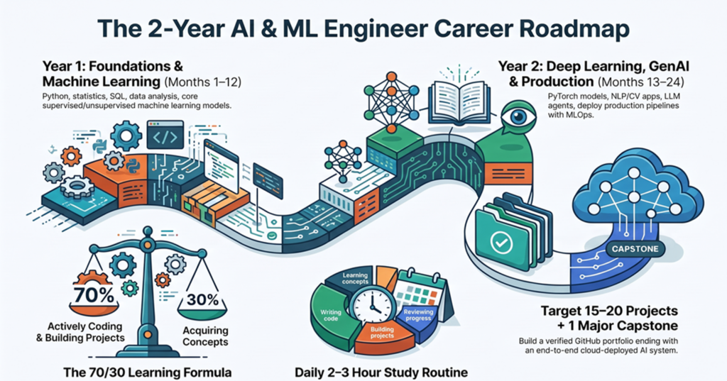 2-Year AI & ML Engineer Roadmap Beginner to Job-Ready